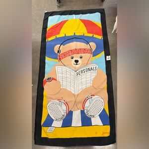 Vintage 80s Bear Beach Towel Juana TerriMondo Reebear Graphic Cotton